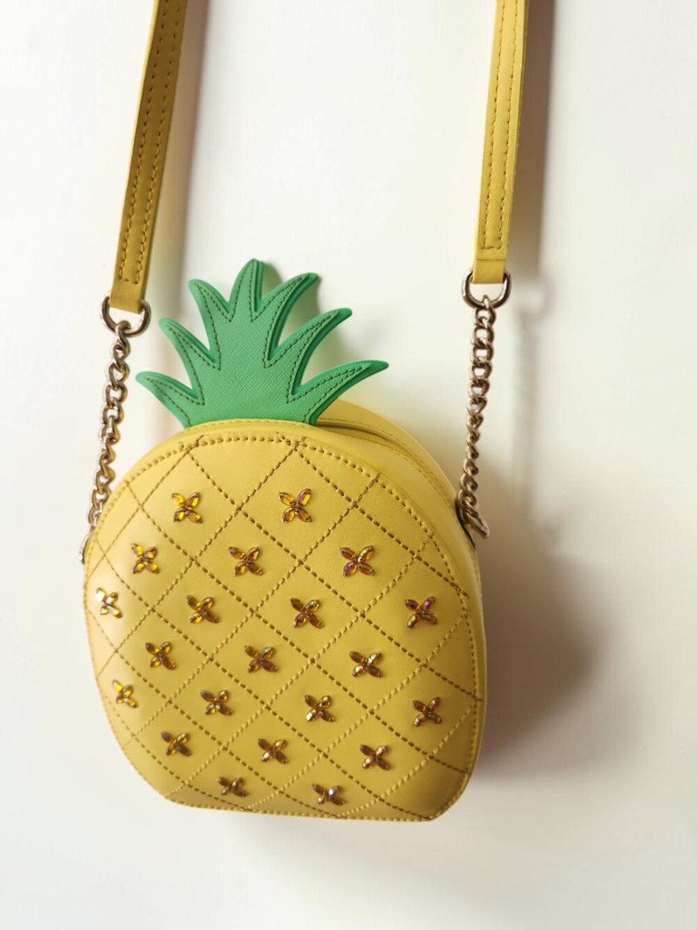 🍍 Kate Spade Pineapple Crossbody “How Refreshing” Yellow Leather 🍍 - Picture 2 of 12